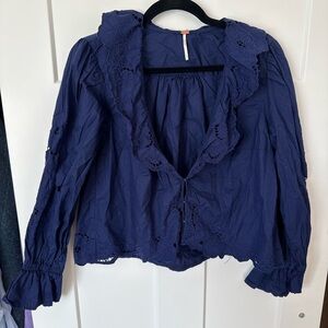 Free People Deep Blue Blouse